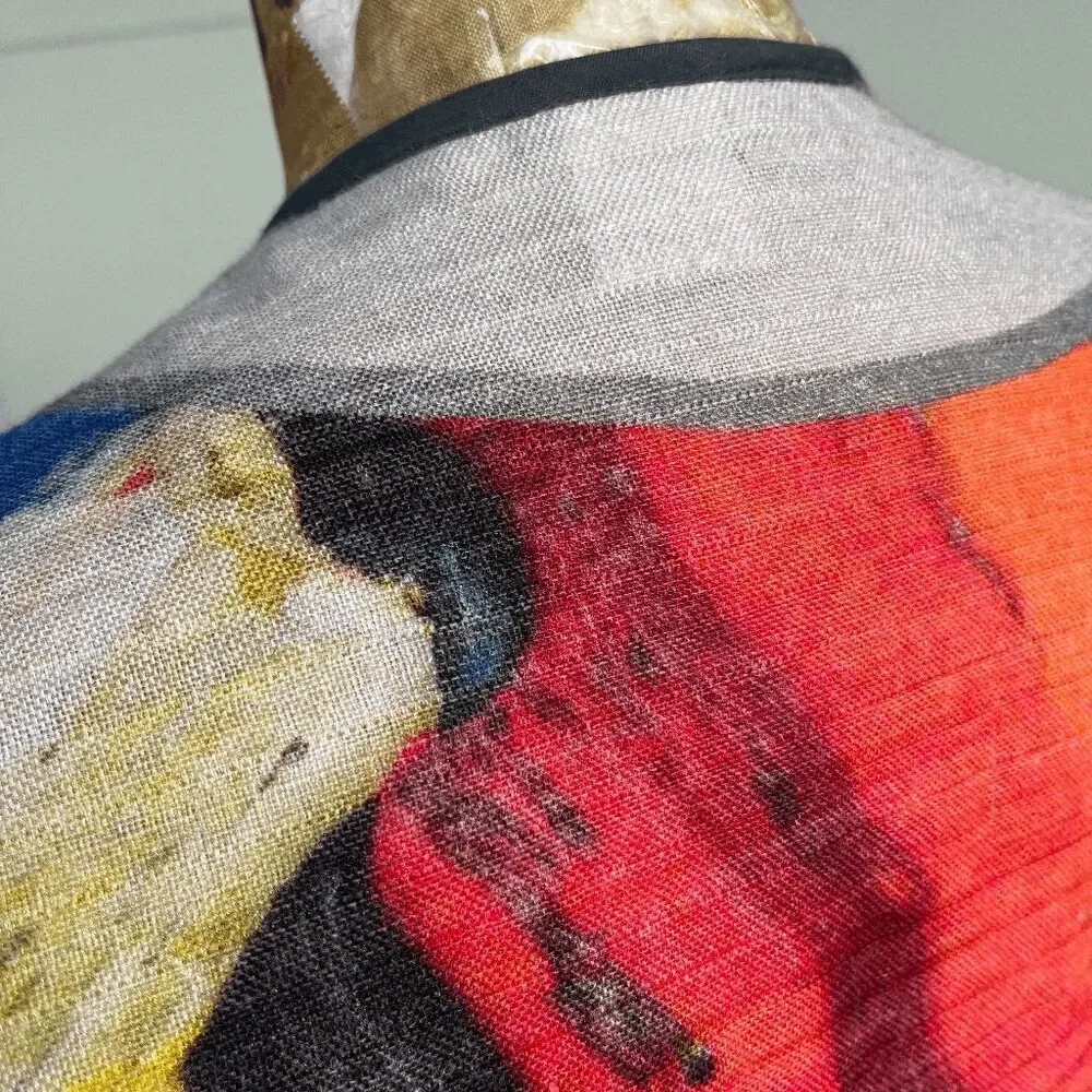 Blank London Vibrant Abstract Print Wool Blend Poncho - One Size